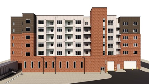 a computer generated image of an apartment building
